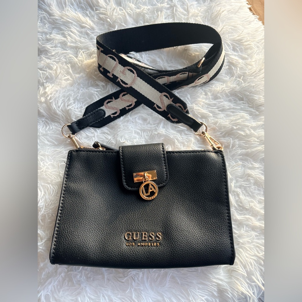 GUESS Black and Gold Crossbody Bag